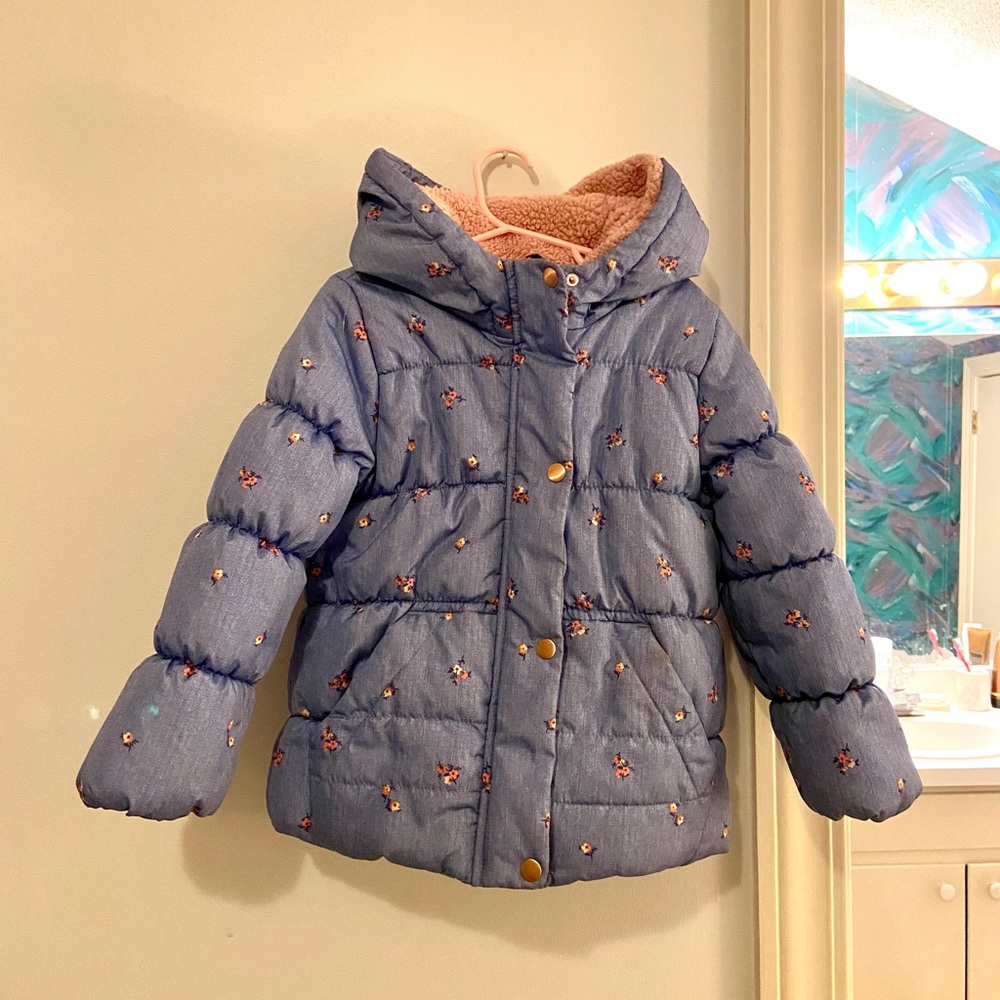OshKosh B'gosh Girls Blue And Pink Fleece Lined Coat